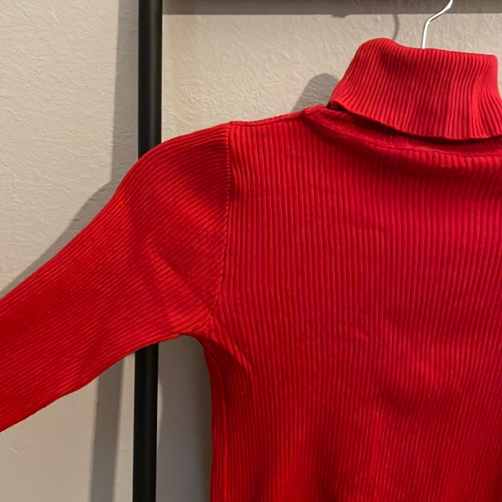 Xs/S classic ribbed cropped cherry red turtleneck ✨